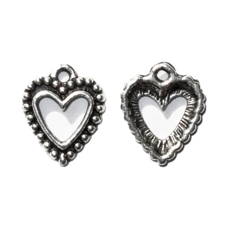 Подвеска, 17.5х14.5мм, сердечко, базовый материал - цинковый сплав, стиль тибетское серебро, 1 шт.