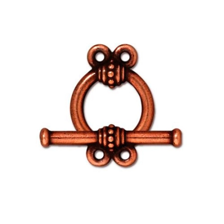 Застежка, 16х12мм, TierraCast, тогл, на две нити, базовый материал - оловянный сплав, медный с чернением, 1 шт.