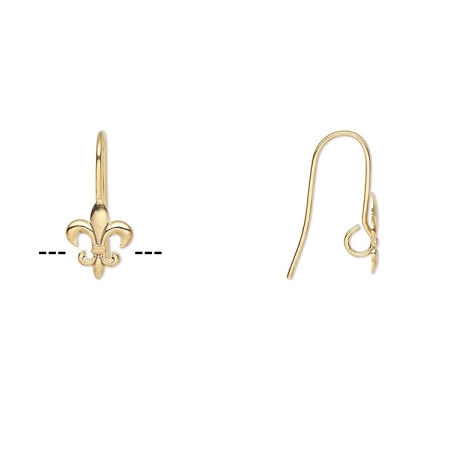 Швензы открытые, 19х8мм, с королевской лилией и скрытой петелькой, базовый материал - латунь, позолоченные, пара