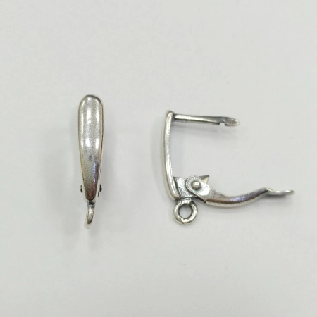 Швензы закрытые, 17х3.5мм, с английским замком, Капля гладкая, базовый материал - латунь, посеребренные с чернением, пара