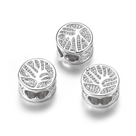 <p>Качественный компонент для бижутерии - эффектная плоская двусторонняя бусина с изображением дерева. Отлично подойдет для создания браслетов. Текстура имитирует микроинкрустацию фианитами. Отверстие у бусины с одной стороны имеет форму восьмерки, с другой - 2 отверстия диаметром около 2.7 мм. Оттенок может отличаться от фотографии. Возможны небольшие неровности. Цена за 5 шт.</p>