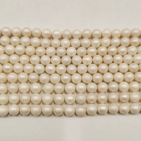 Бусина из ракушки, 8мм, жемчуг Майорика, матовый, белый, 45 шт., низка
