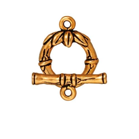 Застежка, 18х14мм, TierraCast, тогл, Бамбук, базовый материал - оловянный сплав, позолоченный с чернением, 1 шт.