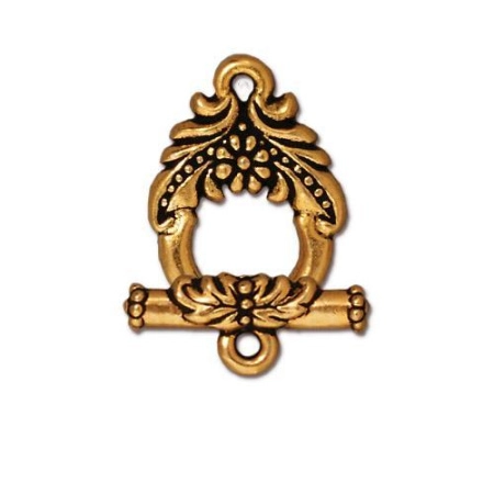 Застежка, 17.5х12.5мм, TierraCast, тогл, Венок, базовый материал - оловянный сплав, позолоченный с чернением, 1 шт. Застежка, 17.5х12.5мм, TierraCast, тогл, Венок, базовый материал - оловянный сплав, позолоченный с чернением, 1 шт.