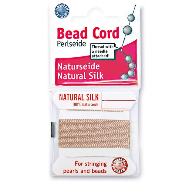 <p>Очень толстая и прочная нить из высококачественного натурального 100% шелка, произведена компанией Griffin (Германия). К нити прикреплена проволочная иголочка. Идеально подходит для использования с жемчугом и натуральными камнями. Толщина около 1,02 мм. Цена за моток 2 метра.</p>