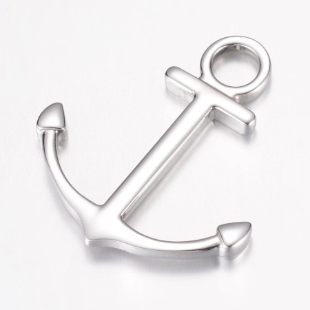 Подвеска, 35х31мм, якорь большой, базовый материал - нержавеющая сталь, без покрытия, 1 шт.