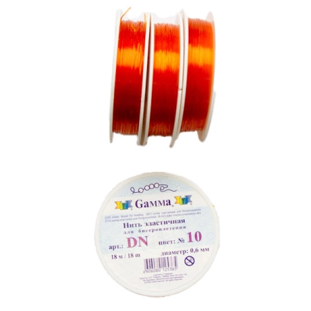 Нить - резинка для браслетов, 0.6мм, оранжевая, катушка, 18 метров