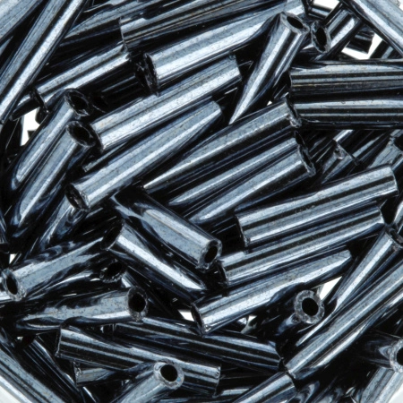 Бисер TOHO Bugle, размер 9мм, цвет #81 (Металлизированный, гематит), 10 грамм