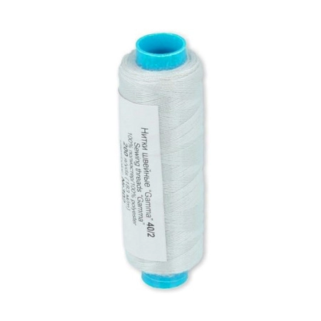 Нить полиэстеровая, Gamma, толщина 40/2, цвет №302 (светло-серый), катушка, 183 метра