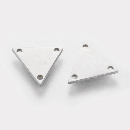 Коннектор, 11х1мм, гладкий треугольник с тремя дырочками, базовый материал - нержавеющая сталь, без покрытия, 2 шт.