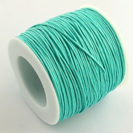Шнур хлопковый вощеный, около 1мм, мятный, 84 метра, катушка