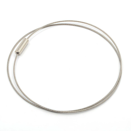 Основа для колье (чокер) с замком, 1мм, цвет стальной, 45 см, 5 шт.