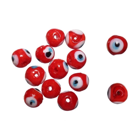 <p>Оттенок может отличаться от фотографии: в некоторых поставках бусины более темные и полупрозрачные. 
Круглая бусина из стекла с глазками, ручная работа. Диаметр отверстия около 1 мм. Цена за 10 шт.</p><p>ВНИМАНИЕ: отверстие может быть сделано не очень аккуратно, бусины могут немного отличаться по форме и размеру.</p>