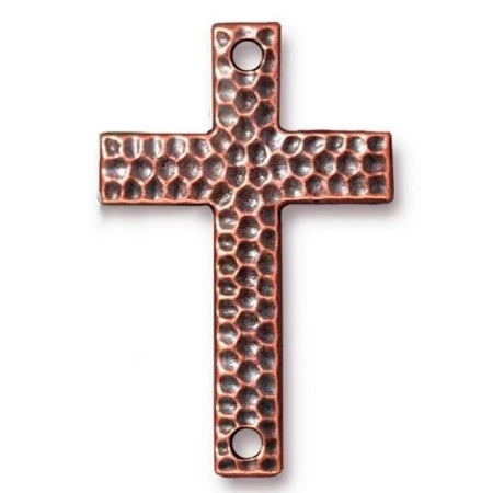 Коннектор, 40х26мм, TierraCast, узорный крест, базовый материал - оловянный сплав, медный, 1 шт.