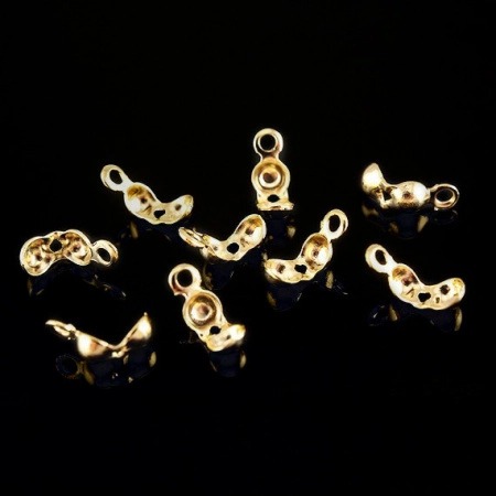 Концевики, 6.5х3мм, Корея, каллоты, диски, базовый материал - латунь, позолоченные, пара