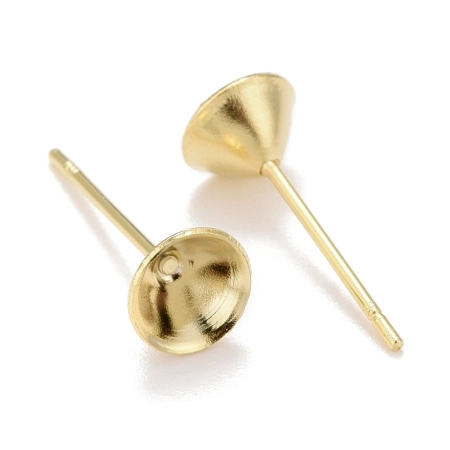 Пусеты, 6мм, с чашей, базовый материал - нержавеющая сталь, золотистого цвета, пара Пусеты, 6мм, с чашей, базовый материал - нержавеющая сталь, золотистого цвета, пара