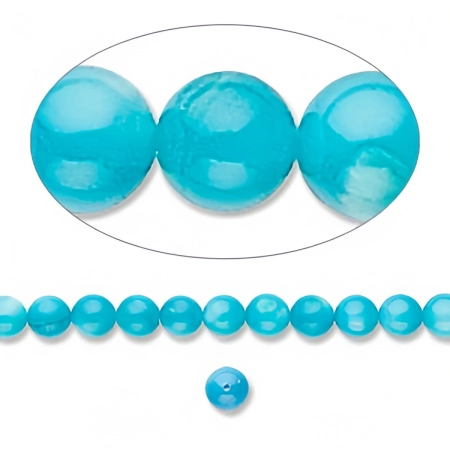 Бусина перламутр, 4мм, бирюзово-голубая, 5 шт.