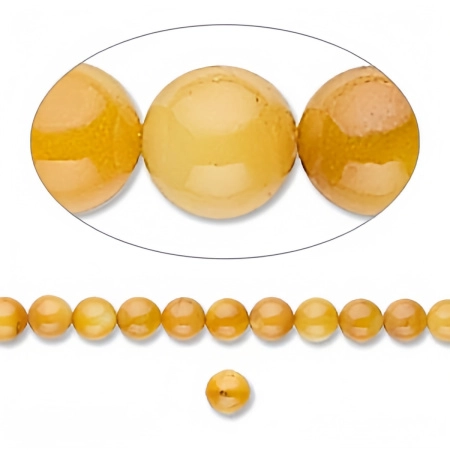 Бусина перламутр, 4мм, янтарного цвета, 1 шт.