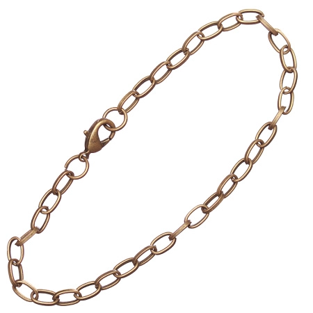 Цепочка для браслета, 7х4мм, базовый материал - железо, бронзового цвета, 21 см, готовая, 5 шт.
