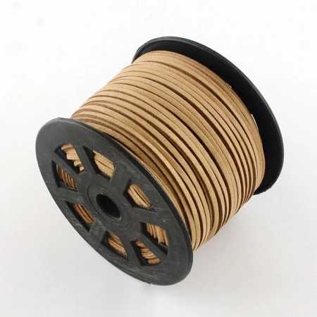 Шнур из искусственной замши, около 3х1.5мм, плоский, бежевый, 5 метров