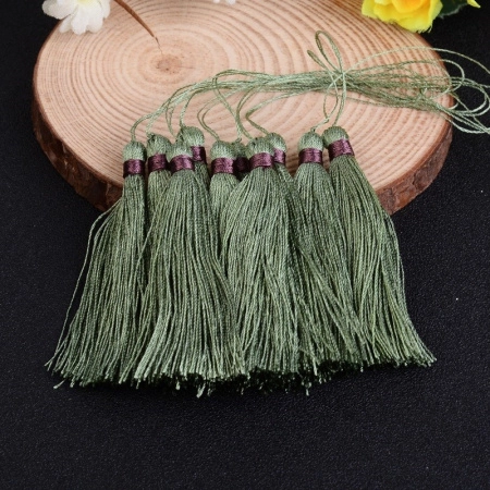 Кисточка декоративная, 60х6мм, нейлоновая, зеленая с лиловым, 1 шт.