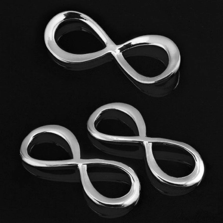 Коннектор, 21х8.5мм, Корея, Бесконечность, базовый материал - латунь, родий, 1 шт.