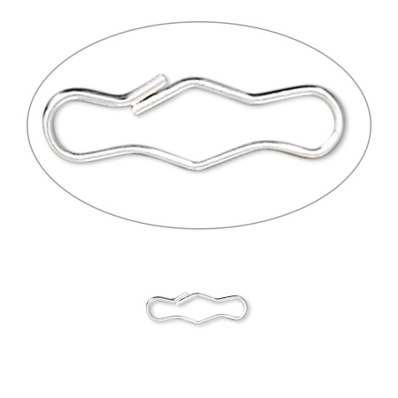 Застежка, 11х4мм, крючок защелкивающийся, базовый материал - латунь, посеребренный, 1 шт.