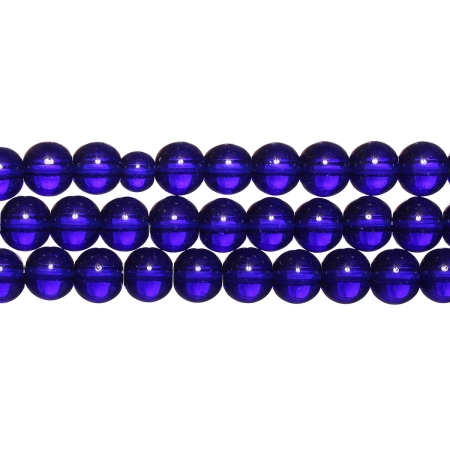 Бусины стеклянные, 8мм, темно-синие, 40 шт., низка