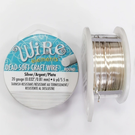 Проволока гибкая, 0.812мм, Wire elements (Craft Wire), не темнеющая, серебристого цвета, катушка, 5.5 метров Проволока гибкая, 0.812мм, Wire elements (Craft Wire), не темнеющая, серебристого цвета, катушка, 5.5 метров