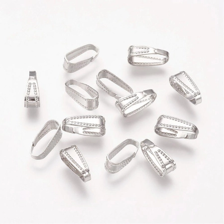 Держатель, 10х4мм, защелкивающийся, базовый материал - латунь, стального цвета, 10 шт.