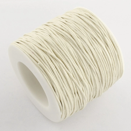 Шнур хлопковый вощеный, около 1мм, молочного цвета, 84 метра, катушка