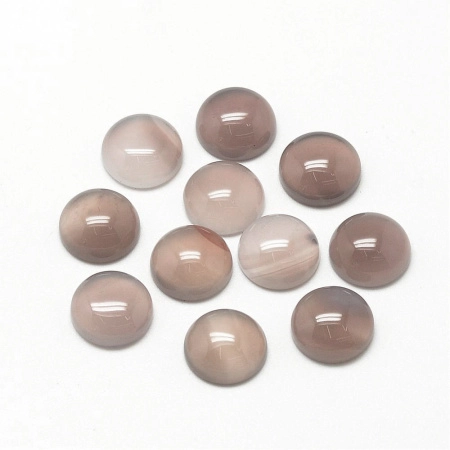 Кабошон каменный, 8мм, агат дымчатый, 5 шт.
