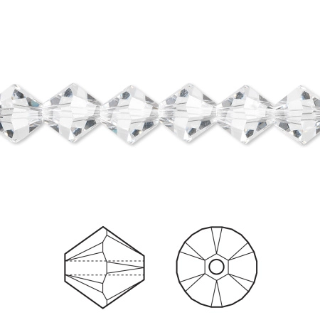 Бусина Swarovski, 8мм, Биконус (#5328), кристально-прозрачный (цвет 001), 1 шт. Бусина Swarovski, 8мм, Биконус (#5328), кристально-прозрачный (цвет 001), 1 шт.