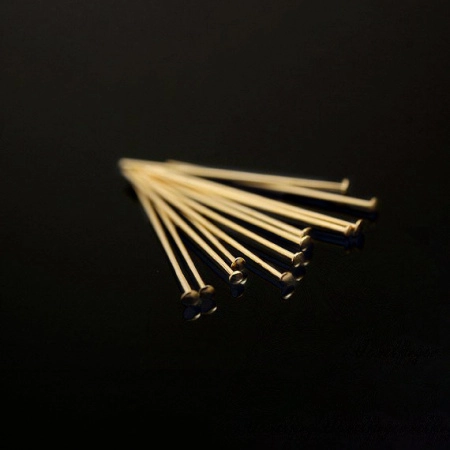 Пины со шляпкой, 20х0.511мм, Корея, базовый материал - латунь, позолоченные, 2 грамма