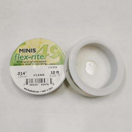 <p>Профессиональный ювелирный тросик Flex-Rite с нейлоновым покрытием. 49-жильный тросик премиум-класса. Цвет стальной (темно-серебристый). Оттенок может отличаться от фотографии и в разных поставках. Дизайн катушки может отличаться от фотографии. Цена за катушку 10 футов (3.048 метра).</p>