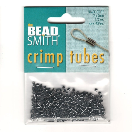 Кримпы, 2х2мм, Bead Smith, трубочки, базовый материал - латунь, вороненая сталь, около 400 шт.