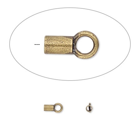 Концевики-кримпы, 6х2мм (внутренний размер 1.6мм), обжимные, базовый материал - латунь, античные позолоченные (цвет - бронза), пара