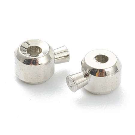 Кримп, 3.3х2.5мм, цилиндр, One Touch, самозажимной, базовый материал - латунь, стального цвета, 5 шт.