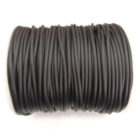 Шнур резиновый полый, около 2мм, черный, матовый, 10 метров