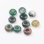 <p>Бусины - рондели с крупным отверстием (абакусы, диски) из натурального камня - индийского агата. Диаметр отверстия около 6 мм. Эти бусины отлично подходят для браслетов в стиле Пандора, а также для сборки украшений с кожаными шнурами. Бусины могут немного отличаться по форме и размеру. Оттенок может существенно отличаться от фотографии: преобладают бусины в зеленых тонах, также попадаются бусины других цветов (бордовые, сиреневые, коричневые, серые и т.д.). Цена за 1 бусину.</p>