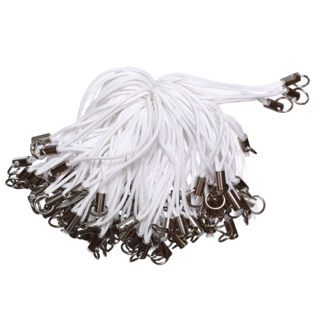 Основа для подвески на телефон, 55мм, белый шнур, базовый материал - сталь, стальное колечко, около 100 шт.