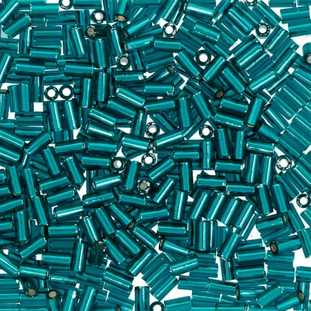 Бисер TOHO Bugle, размер 3мм, цвет #27BD (Внутреннее серебрение, зелено-голубой), 10 грамм