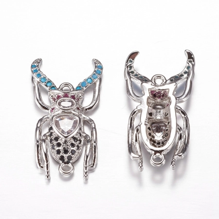 Коннектор, 23.5х12х4мм, Milano, насекомое, Жук-усач, с разноцветными фианитами, базовый материал - латунь, под родий, 1 шт. Коннектор, 23.5х12х4мм, Milano, насекомое, Жук-усач, с разноцветными фианитами, базовый материал - латунь, под родий, 1 шт.