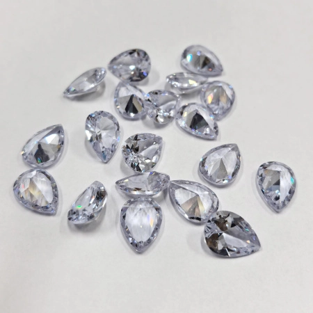 Ювелирный кристалл из фианита, 14х10мм, форма капля, кристально-прозрачная, 5 шт.