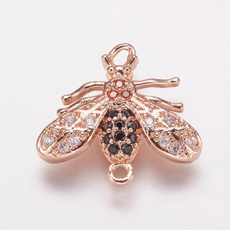 Коннектор, 16х15х2.5мм, Milano, насекомое, Муха, с разноцветными фианитами, базовый материал - латунь, под розовое золото, 1 шт. Коннектор, 16х15х2.5мм, Milano, насекомое, Муха, с разноцветными фианитами, базовый материал - латунь, под розовое золото, 1 шт.