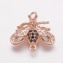 Коннектор, 16х15х2.5мм, Milano, насекомое, Муха, с разноцветными фианитами, базовый материал - латунь, под розовое золото, 1 шт. <p>Фурнитура для бижутерии Милано класса люкс (MILANO LUX). Качественный компонент для бижутерии - односторонний коннектор в виде мухи. Отлично подходит для серег, а также браслетов и колье. Инкрустация фианитами. Цена за 1 шт.</p>