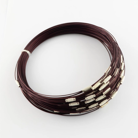 Основа для колье (чокер) с замком, 1мм, цвет бордово-коричневый, 45 см, 5 шт.