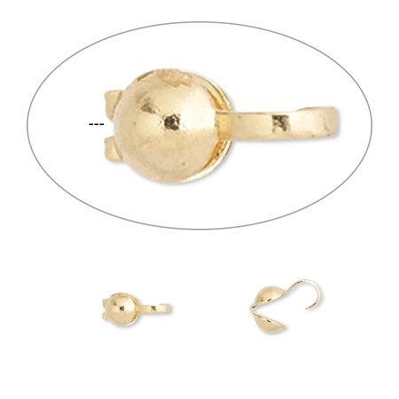 Концевики, 8х3.5мм, каллоты, базовый материал - латунь, позолоченные, пара Концевики, 8х3.5мм, каллоты, базовый материал - латунь, позолоченные, пара