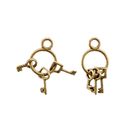 Подвеска, 27х12мм, подвижная, связка ключей, базовый материал - цинковый сплав, бронзовая, 5 шт.