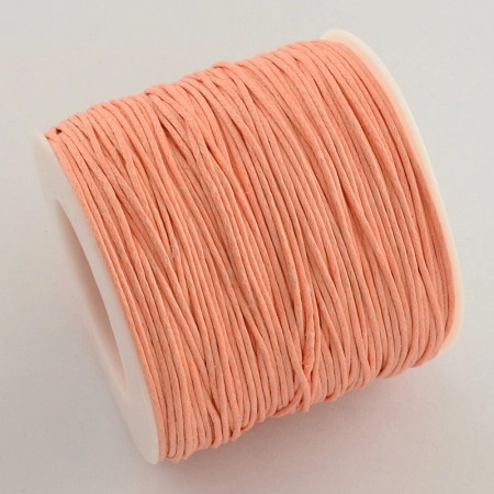 Шнур хлопковый вощеный, около 1мм, персиковый, 84 метра, катушка